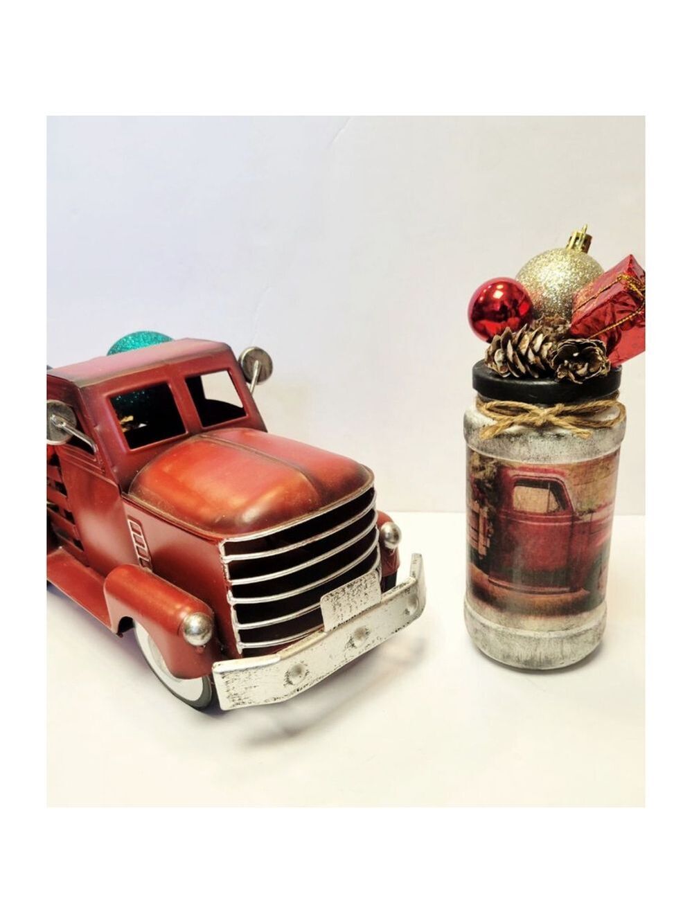 Farmhouse Glass Jar Rustic Christmas Decor